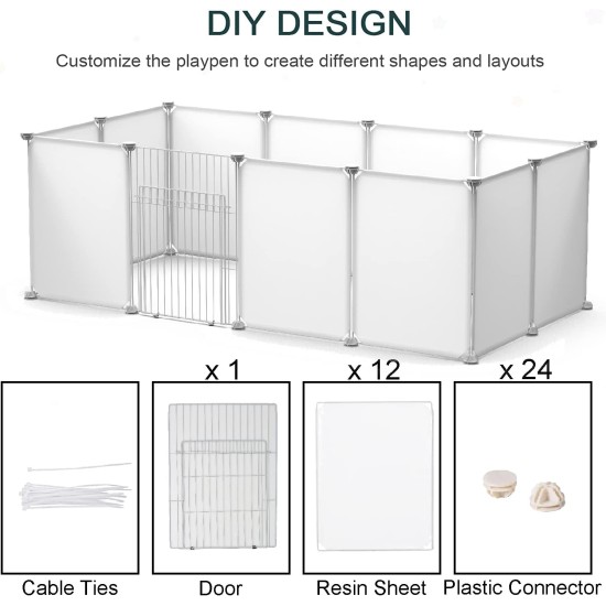 LANGXUN Pet Panels, Metal Wire, Storage Cube, Organiser, DIY Small Animal Cage for Rabbits, Guinea Pigs, Puppies, Pet Products, Portable Metal Wire, Yard Fence (12 Metal Plates + 12 LANGXUN Pet Panels, Metal Wire, Storage Cube, Organiser, DIY Small Animal Cage for Rabbits, Guinea Pigs, Puppies, Pet Products, Portable Metal Wire, Yard Fence (12 Metal Plates + 12