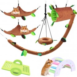 LZYMSZ Hamster Hammock Small Animals Hanging Warm Bed House Cage Nest Accessories with Hanging Tunnel, Swing, Cable Car, Arch Bridge, Seesaw for Rat Bird Parrot Squirrel Pack of 7 LZYMSZ Hamster Hammock Small Animals Hanging Warm Bed House Cage Nest Accessories with Hanging Tunnel, Swing, Cable Car, Arch Bridge, Seesaw for Rat Bird Parrot Squirrel Pack of 7