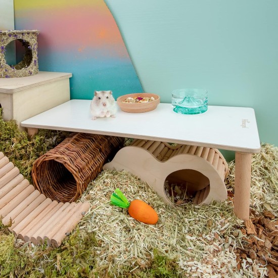 Niteangel Wooden Hamster Play Platform for Syrian Dwarf Hamsters, Gerbils, Mice, Degus or Other Small Pets: 30L x 21W x 15H cm, Burlywood Niteangel Wooden Hamster Play Platform for Syrian Dwarf Hamsters, Gerbils, Mice, Degus or Other Small Pets: 30L x 21W x 15H cm, Burlywood