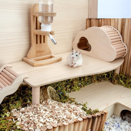 Niteangel Wooden Hamster Play Platform for Syrian Dwarf Hamsters, Gerbils, Mice, Degus or Other Small Pets: 30L x 21W x 15H cm, Burlywood Niteangel Wooden Hamster Play Platform for Syrian Dwarf Hamsters, Gerbils, Mice, Degus or Other Small Pets: 30L x 21W x 15H cm, Burlywood