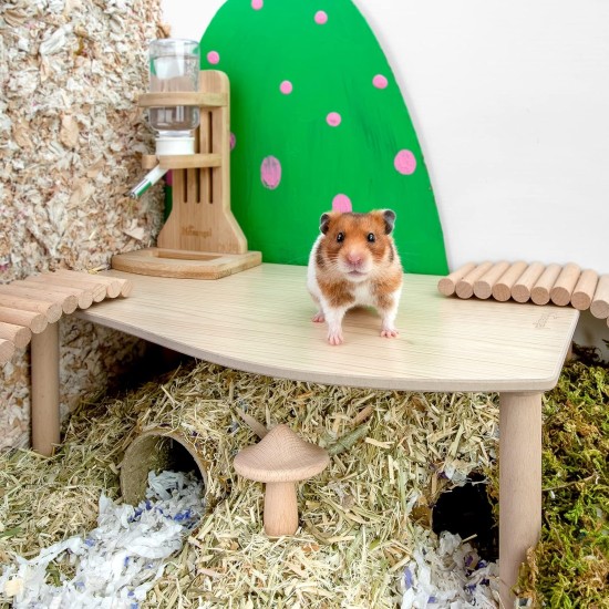 Niteangel Wooden Hamster Play Platform for Syrian Dwarf Hamsters, Gerbils, Mice, Degus or Other Small Pets: 30L x 21W x 15H cm, Burlywood Niteangel Wooden Hamster Play Platform for Syrian Dwarf Hamsters, Gerbils, Mice, Degus or Other Small Pets: 30L x 21W x 15H cm, Burlywood