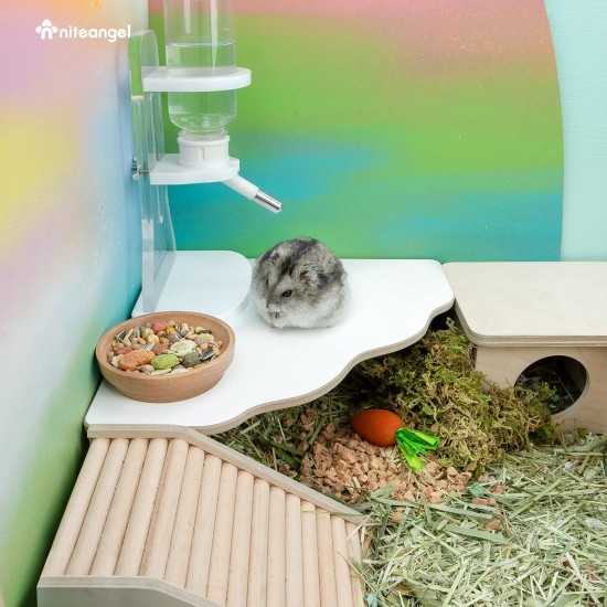 Niteangel Wooden Hamster Play Platform for Syrian Dwarf Hamsters, Gerbils, Mice, Degus or Other Small Pets: 30L x 21W x 15H cm, Burlywood Niteangel Wooden Hamster Play Platform for Syrian Dwarf Hamsters, Gerbils, Mice, Degus or Other Small Pets: 30L x 21W x 15H cm, Burlywood