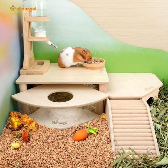Niteangel Wooden Hamster Play Platform for Syrian Dwarf Hamsters, Gerbils, Mice, Degus or Other Small Pets: 30L x 21W x 15H cm, Burlywood Niteangel Wooden Hamster Play Platform for Syrian Dwarf Hamsters, Gerbils, Mice, Degus or Other Small Pets: 30L x 21W x 15H cm, Burlywood