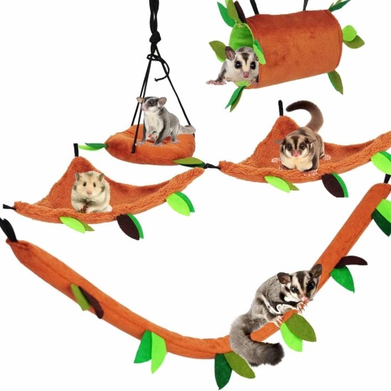 Norhogo 5-Piece Small Animals Jungle Hanging Cage Toy Hammock Pet Hammock Swing Toy Set for Hamster Guinea Pig Chinchilla Bird Squirrel Rabbit Norhogo 5-Piece Small Animals Jungle Hanging Cage Toy Hammock Pet Hammock Swing Toy Set for Hamster Guinea Pig Chinchilla Bird Squirrel Rabbit