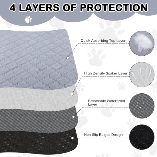 Pack of 4 Washable Puppy Pads, Reusable Training Pads, Quick-Absorbing Incontinence Urine Pads, Non-Slip Urine Pads, Absorbent Pee Pads, Waterproof Puppy Pads (60 x 120 cm) Pack of 4 Washable Puppy Pads, Reusable Training Pads, Quick-Absorbing Incontinence Urine Pads, Non-Slip Urine Pads, Absorbent Pee Pads, Waterproof Puppy Pads (60 x 120 cm)