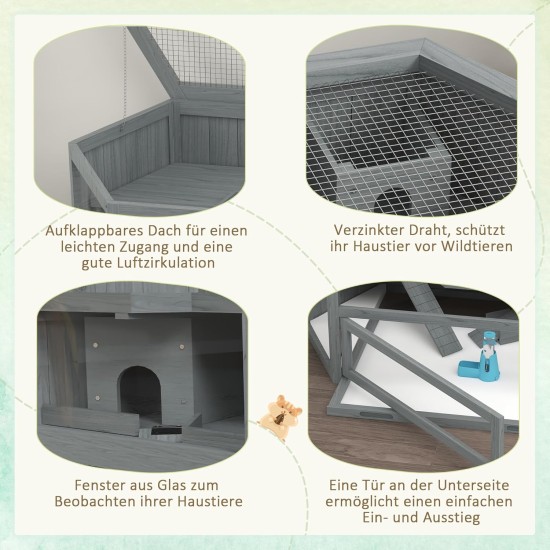 PawHut Hamster Cage Rodent Cage Small Animal Hutch Wooden Mouse Cage with Stairs Small Animal Cage Rodent Villa Three Tier PVC Natural Wood 115 x 57 x 55 cm PawHut Hamster Cage Rodent Cage Small Animal Hutch Wooden Mouse Cage with Stairs Small Animal Cage Rodent Villa Three Tier PVC Natural Wood 115 x 57 x 55 cm