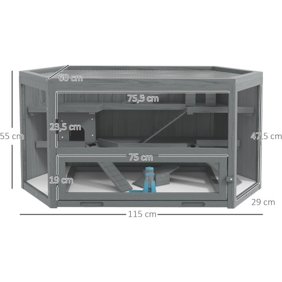 PawHut Hamster Cage Rodent Cage Small Animal Hutch Wooden Mouse Cage with Stairs Small Animal Cage Rodent Villa Three Tier PVC Natural Wood 115 x 57 x 55 cm PawHut Hamster Cage Rodent Cage Small Animal Hutch Wooden Mouse Cage with Stairs Small Animal Cage Rodent Villa Three Tier PVC Natural Wood 115 x 57 x 55 cm