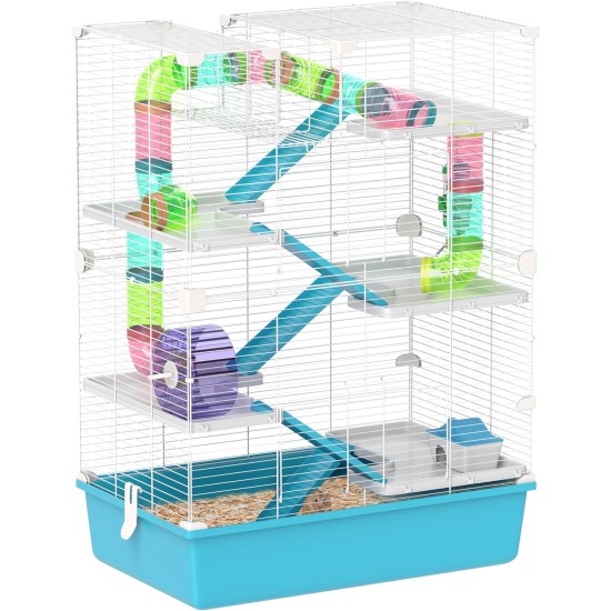 PawHut Hamster Cage Rodent Cage Small Animal Hutch Wooden Mouse Cage with Stairs Small Animal Cage Rodent Villa Three Tier PVC Natural Wood 115 x 57 x 55 cm PawHut Hamster Cage Rodent Cage Small Animal Hutch Wooden Mouse Cage with Stairs Small Animal Cage Rodent Villa Three Tier PVC Natural Wood 115 x 57 x 55 cm