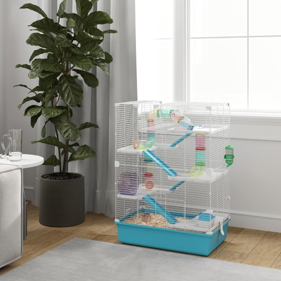 PawHut Hamster Cage Rodent Cage Small Animal Hutch Wooden Mouse Cage with Stairs Small Animal Cage Rodent Villa Three Tier PVC Natural Wood 115 x 57 x 55 cm PawHut Hamster Cage Rodent Cage Small Animal Hutch Wooden Mouse Cage with Stairs Small Animal Cage Rodent Villa Three Tier PVC Natural Wood 115 x 57 x 55 cm
