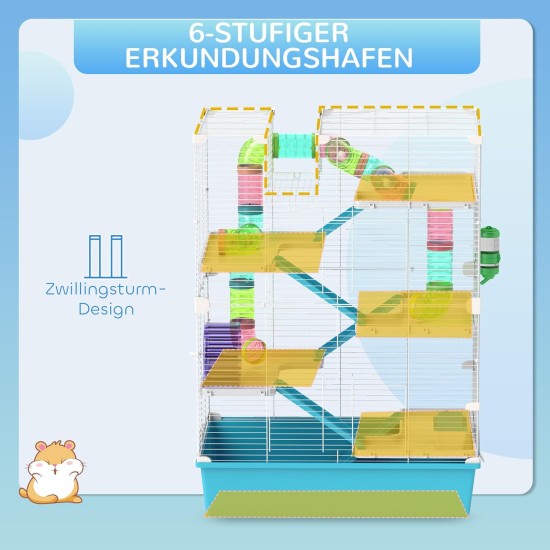 PawHut Hamster Cage Rodent Cage Small Animal Hutch Wooden Mouse Cage with Stairs Small Animal Cage Rodent Villa Three Tier PVC Natural Wood 115 x 57 x 55 cm PawHut Hamster Cage Rodent Cage Small Animal Hutch Wooden Mouse Cage with Stairs Small Animal Cage Rodent Villa Three Tier PVC Natural Wood 115 x 57 x 55 cm