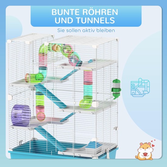 PawHut Hamster Cage Rodent Cage Small Animal Hutch Wooden Mouse Cage with Stairs Small Animal Cage Rodent Villa Three Tier PVC Natural Wood 115 x 57 x 55 cm PawHut Hamster Cage Rodent Cage Small Animal Hutch Wooden Mouse Cage with Stairs Small Animal Cage Rodent Villa Three Tier PVC Natural Wood 115 x 57 x 55 cm