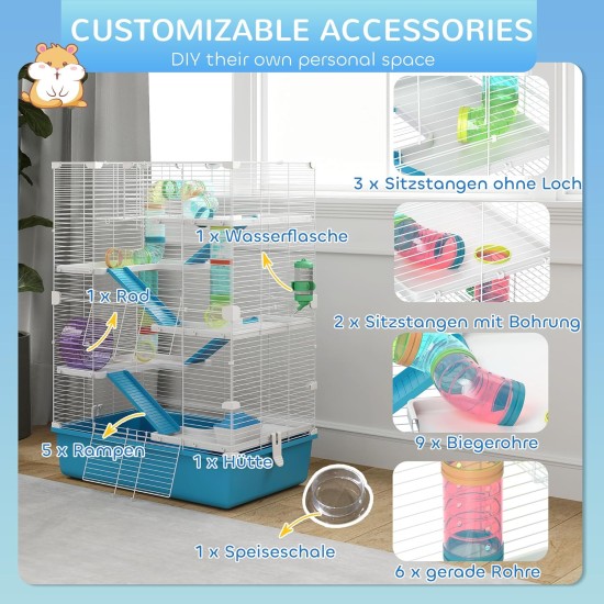 PawHut Hamster Cage Rodent Cage Small Animal Hutch Wooden Mouse Cage with Stairs Small Animal Cage Rodent Villa Three Tier PVC Natural Wood 115 x 57 x 55 cm PawHut Hamster Cage Rodent Cage Small Animal Hutch Wooden Mouse Cage with Stairs Small Animal Cage Rodent Villa Three Tier PVC Natural Wood 115 x 57 x 55 cm