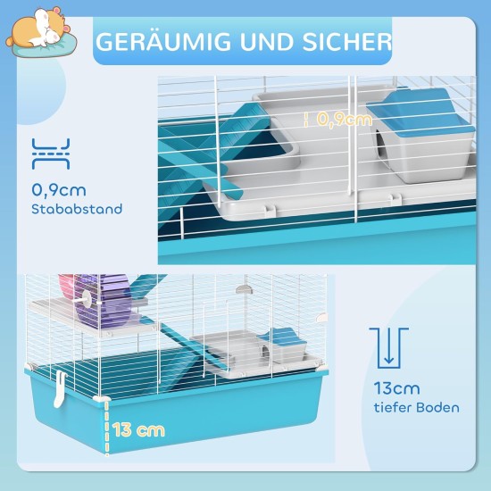 PawHut Hamster Cage Rodent Cage Small Animal Hutch Wooden Mouse Cage with Stairs Small Animal Cage Rodent Villa Three Tier PVC Natural Wood 115 x 57 x 55 cm PawHut Hamster Cage Rodent Cage Small Animal Hutch Wooden Mouse Cage with Stairs Small Animal Cage Rodent Villa Three Tier PVC Natural Wood 115 x 57 x 55 cm