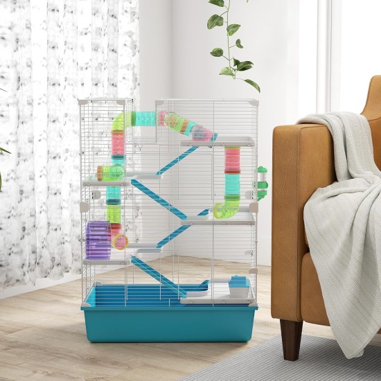 PawHut Hamster Cage Rodent Cage Small Animal Hutch Wooden Mouse Cage with Stairs Small Animal Cage Rodent Villa Three Tier PVC Natural Wood 115 x 57 x 55 cm PawHut Hamster Cage Rodent Cage Small Animal Hutch Wooden Mouse Cage with Stairs Small Animal Cage Rodent Villa Three Tier PVC Natural Wood 115 x 57 x 55 cm