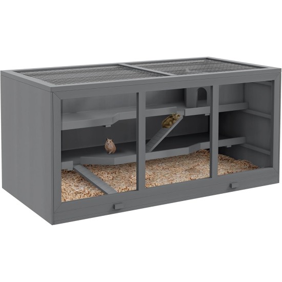 PawHut Hamster Cage Rodent Cage Small Animal Hutch Wooden Mouse Cage with Stairs Small Animal Cage Rodent Villa Three Tier PVC Natural Wood 115 x 57 x 55 cm PawHut Hamster Cage Rodent Cage Small Animal Hutch Wooden Mouse Cage with Stairs Small Animal Cage Rodent Villa Three Tier PVC Natural Wood 115 x 57 x 55 cm