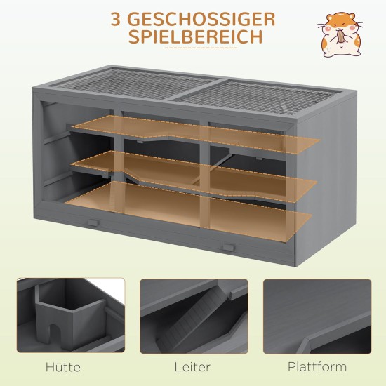 PawHut Hamster Cage Rodent Cage Small Animal Hutch Wooden Mouse Cage with Stairs Small Animal Cage Rodent Villa Three Tier PVC Natural Wood 115 x 57 x 55 cm PawHut Hamster Cage Rodent Cage Small Animal Hutch Wooden Mouse Cage with Stairs Small Animal Cage Rodent Villa Three Tier PVC Natural Wood 115 x 57 x 55 cm