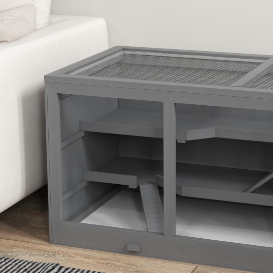PawHut Hamster Cage Rodent Cage Small Animal Hutch Wooden Mouse Cage with Stairs Small Animal Cage Rodent Villa Three Tier PVC Natural Wood 115 x 57 x 55 cm PawHut Hamster Cage Rodent Cage Small Animal Hutch Wooden Mouse Cage with Stairs Small Animal Cage Rodent Villa Three Tier PVC Natural Wood 115 x 57 x 55 cm