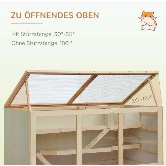 PawHut Hamster Cage Rodent Cage Small Animal Hutch Wooden Mouse Cage with Stairs Small Animal Cage Rodent Villa Three Tier PVC Natural Wood 115 x 57 x 55 cm PawHut Hamster Cage Rodent Cage Small Animal Hutch Wooden Mouse Cage with Stairs Small Animal Cage Rodent Villa Three Tier PVC Natural Wood 115 x 57 x 55 cm