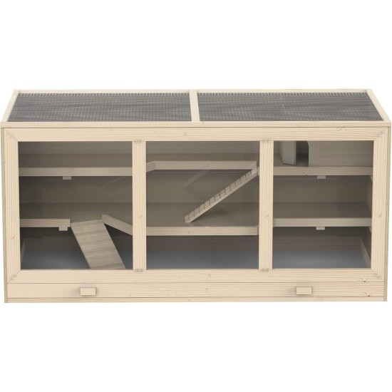 PawHut Hamster Cage Rodent Cage Small Animal Hutch Wooden Mouse Cage with Stairs Small Animal Cage Rodent Villa Three Tier PVC Natural Wood 115 x 57 x 55 cm PawHut Hamster Cage Rodent Cage Small Animal Hutch Wooden Mouse Cage with Stairs Small Animal Cage Rodent Villa Three Tier PVC Natural Wood 115 x 57 x 55 cm