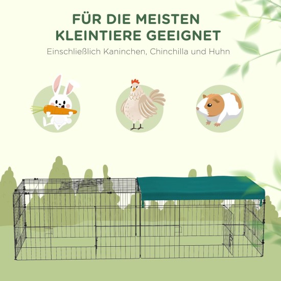 PawHut Small Animal Cage Pet Playpen with 5 Doors Rabbit Hutch Small Animal Playpen with Roof Outdoor 185 x 75 x 50 cm Green PawHut Small Animal Cage Pet Playpen with 5 Doors Rabbit Hutch Small Animal Playpen with Roof Outdoor 185 x 75 x 50 cm Green