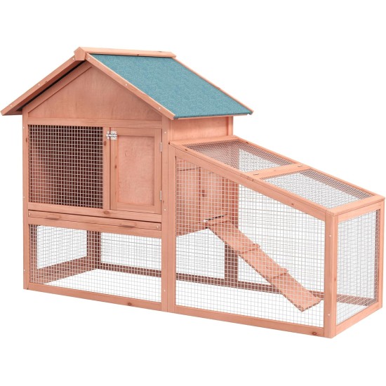 PawHut Small Animal Hutch with Roof Made of Tar Felt Solid Wood Dark Grey + White + Green 90 x 45 x 65 cm PawHut Small Animal Hutch with Roof Made of Tar Felt Solid Wood Dark Grey + White + Green 90 x 45 x 65 cm
