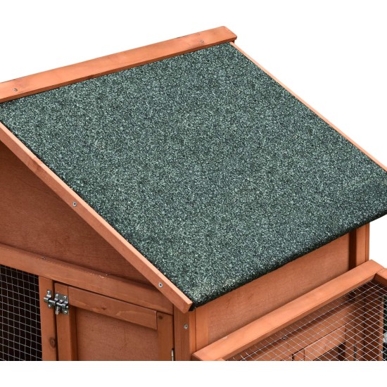 PawHut Small Animal Hutch with Roof Made of Tar Felt Solid Wood Dark Grey + White + Green 90 x 45 x 65 cm PawHut Small Animal Hutch with Roof Made of Tar Felt Solid Wood Dark Grey + White + Green 90 x 45 x 65 cm