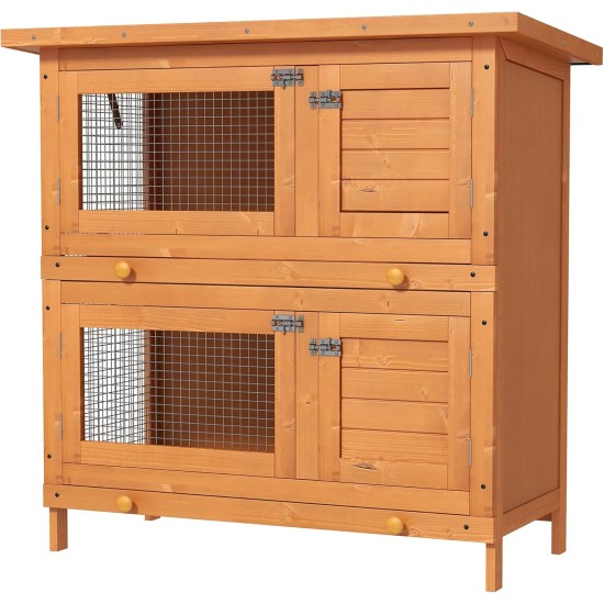 PawHut Small Animal Hutch with Roof Made of Tar Felt Solid Wood Dark Grey + White + Green 90 x 45 x 65 cm PawHut Small Animal Hutch with Roof Made of Tar Felt Solid Wood Dark Grey + White + Green 90 x 45 x 65 cm