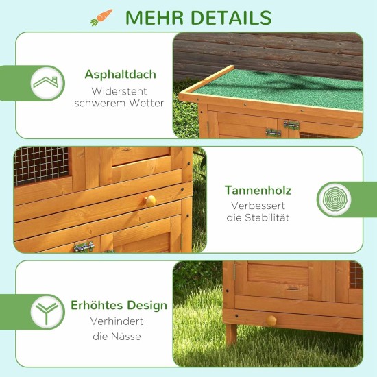 PawHut Small Animal Hutch with Roof Made of Tar Felt Solid Wood Dark Grey + White + Green 90 x 45 x 65 cm PawHut Small Animal Hutch with Roof Made of Tar Felt Solid Wood Dark Grey + White + Green 90 x 45 x 65 cm