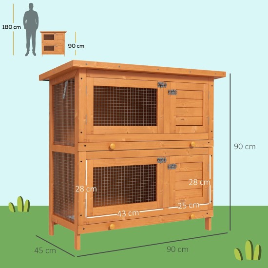 PawHut Small Animal Hutch with Roof Made of Tar Felt Solid Wood Dark Grey + White + Green 90 x 45 x 65 cm PawHut Small Animal Hutch with Roof Made of Tar Felt Solid Wood Dark Grey + White + Green 90 x 45 x 65 cm