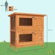 PawHut Small Animal Hutch with Roof Made of Tar Felt Solid Wood Dark Grey + White + Green 90 x 45 x 65 cm PawHut Small Animal Hutch with Roof Made of Tar Felt Solid Wood Dark Grey + White + Green 90 x 45 x 65 cm