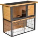 PawHut Small Animal Hutch with Roof Made of Tar Felt Solid Wood Dark Grey + White + Green 90 x 45 x 65 cm PawHut Small Animal Hutch with Roof Made of Tar Felt Solid Wood Dark Grey + White + Green 90 x 45 x 65 cm