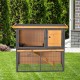 PawHut Small Animal Hutch with Roof Made of Tar Felt Solid Wood Dark Grey + White + Green 90 x 45 x 65 cm PawHut Small Animal Hutch with Roof Made of Tar Felt Solid Wood Dark Grey + White + Green 90 x 45 x 65 cm
