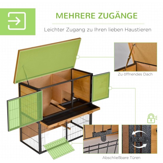 PawHut Small Animal Hutch with Roof Made of Tar Felt Solid Wood Dark Grey + White + Green 90 x 45 x 65 cm PawHut Small Animal Hutch with Roof Made of Tar Felt Solid Wood Dark Grey + White + Green 90 x 45 x 65 cm