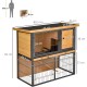 PawHut Small Animal Hutch with Roof Made of Tar Felt Solid Wood Dark Grey + White + Green 90 x 45 x 65 cm PawHut Small Animal Hutch with Roof Made of Tar Felt Solid Wood Dark Grey + White + Green 90 x 45 x 65 cm