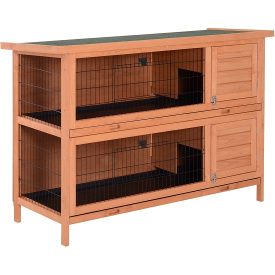 PawHut Small Animal Hutch with Roof Made of Tar Felt Solid Wood Dark Grey + White + Green 90 x 45 x 65 cm PawHut Small Animal Hutch with Roof Made of Tar Felt Solid Wood Dark Grey + White + Green 90 x 45 x 65 cm