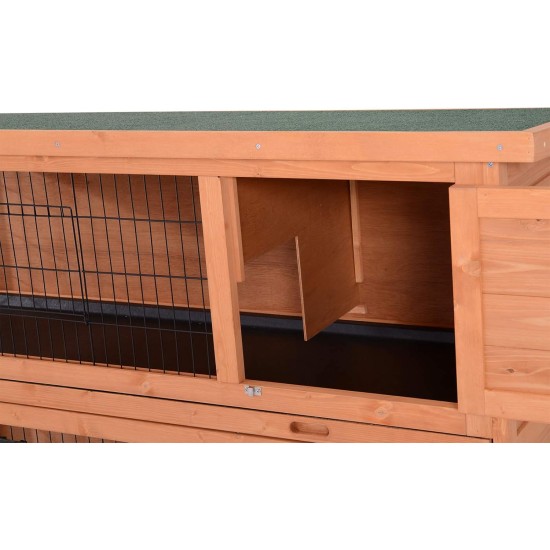 PawHut Small Animal Hutch with Roof Made of Tar Felt Solid Wood Dark Grey + White + Green 90 x 45 x 65 cm PawHut Small Animal Hutch with Roof Made of Tar Felt Solid Wood Dark Grey + White + Green 90 x 45 x 65 cm