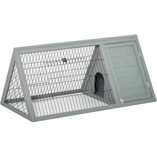 PawHut Small Animal Hutch with Roof Made of Tar Felt Solid Wood Dark Grey + White + Green 90 x 45 x 65 cm PawHut Small Animal Hutch with Roof Made of Tar Felt Solid Wood Dark Grey + White + Green 90 x 45 x 65 cm