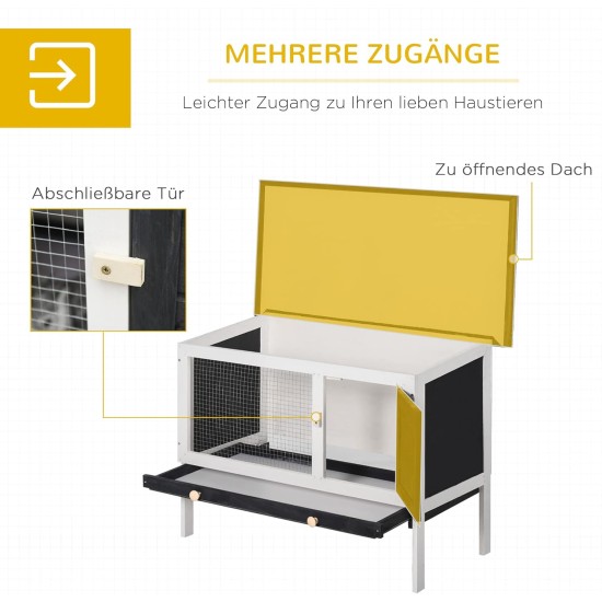 PawHut Small animal hutch with roof made of tar felt, solid wood, dark grey + white + green, 90 x 45 x 65 cm PawHut Small animal hutch with roof made of tar felt, solid wood, dark grey + white + green, 90 x 45 x 65 cm