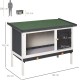 PawHut Small animal hutch with roof made of tar felt, solid wood, dark grey + white + green, 90 x 45 x 65 cm PawHut Small animal hutch with roof made of tar felt, solid wood, dark grey + white + green, 90 x 45 x 65 cm