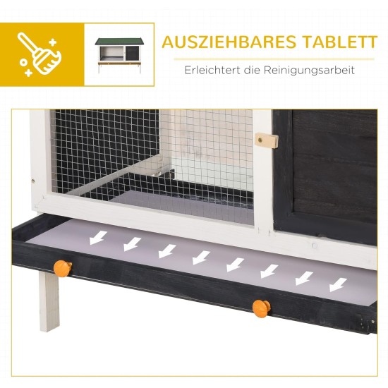 PawHut Small animal hutch with roof made of tar felt, solid wood, dark grey + white + green, 90 x 45 x 65 cm PawHut Small animal hutch with roof made of tar felt, solid wood, dark grey + white + green, 90 x 45 x 65 cm