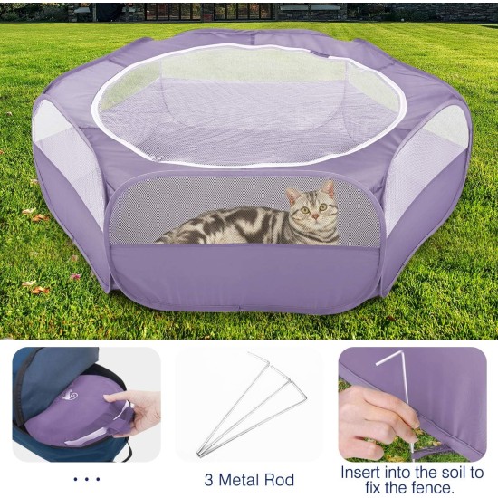 Pawaboo Small Animals Outdoor Enclosure, Waterproof Foldable Rabbit Outdoor Enclosure for Rabbits, Chickens, Kittens, Puppies, Rabbits, Hamsters, Visual Playpen with Mesh Zip and Nylon Base - Green Pawaboo Small Animals Outdoor Enclosure, Waterproof Foldable Rabbit Outdoor Enclosure for Rabbits, Chickens, Kittens, Puppies, Rabbits, Hamsters, Visual Playpen with Mesh Zip and Nylon Base - Green