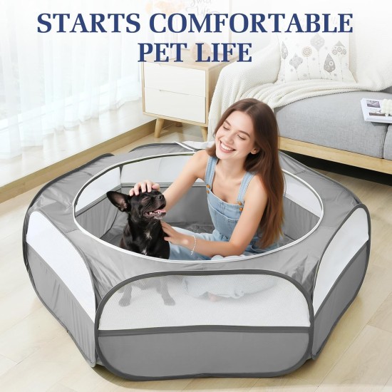 Pawaboo Small Animals Outdoor Enclosure, Waterproof Foldable Rabbit Outdoor Enclosure for Rabbits, Chickens, Kittens, Puppies, Rabbits, Hamsters, Visual Playpen with Mesh Zip and Nylon Base - Green Pawaboo Small Animals Outdoor Enclosure, Waterproof Foldable Rabbit Outdoor Enclosure for Rabbits, Chickens, Kittens, Puppies, Rabbits, Hamsters, Visual Playpen with Mesh Zip and Nylon Base - Green