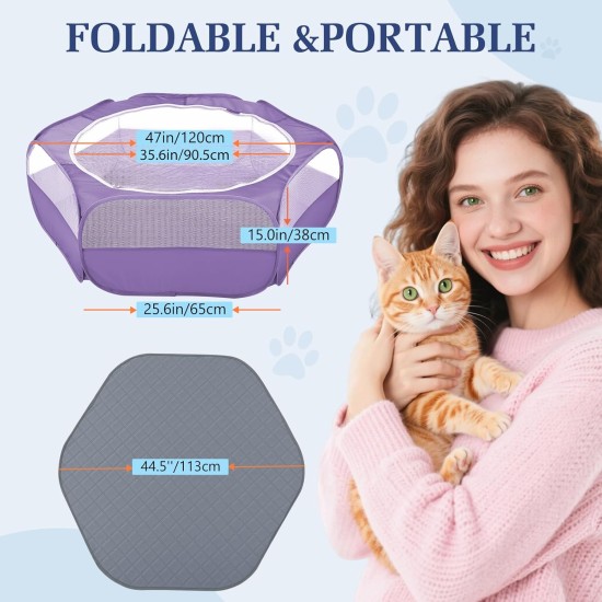 Pawaboo Small Animals Outdoor Enclosure, Waterproof Foldable Rabbit Outdoor Enclosure for Rabbits, Chickens, Kittens, Puppies, Rabbits, Hamsters, Visual Playpen with Mesh Zip and Nylon Base - Green Pawaboo Small Animals Outdoor Enclosure, Waterproof Foldable Rabbit Outdoor Enclosure for Rabbits, Chickens, Kittens, Puppies, Rabbits, Hamsters, Visual Playpen with Mesh Zip and Nylon Base - Green