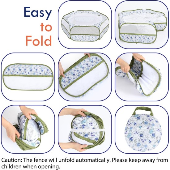 Pawaboo Small Animals Outdoor Enclosure, Waterproof Foldable Rabbit Outdoor Enclosure for Rabbits, Chickens, Kittens, Puppies, Rabbits, Hamsters, Visual Playpen with Mesh Zip and Nylon Base - Green Pawaboo Small Animals Outdoor Enclosure, Waterproof Foldable Rabbit Outdoor Enclosure for Rabbits, Chickens, Kittens, Puppies, Rabbits, Hamsters, Visual Playpen with Mesh Zip and Nylon Base - Green