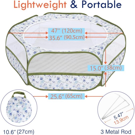 Pawaboo Small Animals Outdoor Enclosure, Waterproof Foldable Rabbit Outdoor Enclosure for Rabbits, Chickens, Kittens, Puppies, Rabbits, Hamsters, Visual Playpen with Mesh Zip and Nylon Base - Green Pawaboo Small Animals Outdoor Enclosure, Waterproof Foldable Rabbit Outdoor Enclosure for Rabbits, Chickens, Kittens, Puppies, Rabbits, Hamsters, Visual Playpen with Mesh Zip and Nylon Base - Green