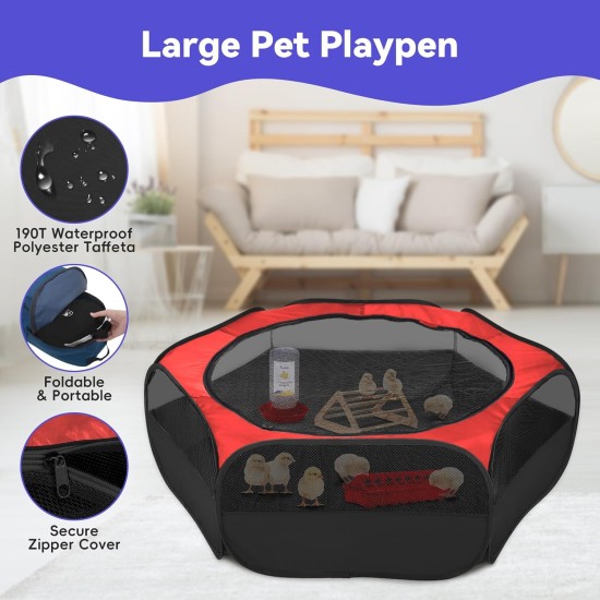 Pawaboo Small Animals Outdoor Enclosure, Waterproof Foldable Rabbit Outdoor Enclosure for Rabbits, Chickens, Kittens, Puppies, Rabbits, Hamsters, Visual Playpen with Mesh Zip and Nylon Base - Green Pawaboo Small Animals Outdoor Enclosure, Waterproof Foldable Rabbit Outdoor Enclosure for Rabbits, Chickens, Kittens, Puppies, Rabbits, Hamsters, Visual Playpen with Mesh Zip and Nylon Base - Green