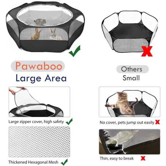 Pawaboo Small Animals Outdoor Enclosure, Waterproof Foldable Rabbit Outdoor Enclosure for Rabbits, Chickens, Kittens, Puppies, Rabbits, Hamsters, Visual Playpen with Mesh Zip and Nylon Base - Green Pawaboo Small Animals Outdoor Enclosure, Waterproof Foldable Rabbit Outdoor Enclosure for Rabbits, Chickens, Kittens, Puppies, Rabbits, Hamsters, Visual Playpen with Mesh Zip and Nylon Base - Green