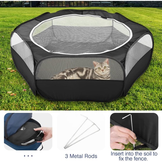 Pawaboo Small Animals Outdoor Enclosure, Waterproof Foldable Rabbit Outdoor Enclosure for Rabbits, Chickens, Kittens, Puppies, Rabbits, Hamsters, Visual Playpen with Mesh Zip and Nylon Base - Green Pawaboo Small Animals Outdoor Enclosure, Waterproof Foldable Rabbit Outdoor Enclosure for Rabbits, Chickens, Kittens, Puppies, Rabbits, Hamsters, Visual Playpen with Mesh Zip and Nylon Base - Green