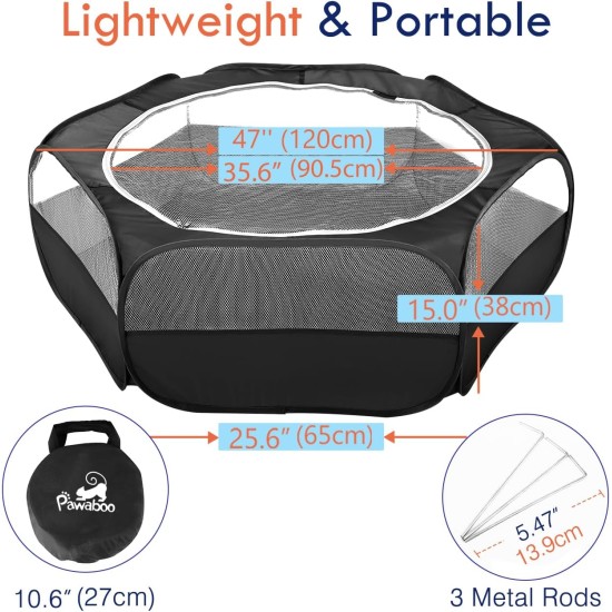 Pawaboo Small Animals Outdoor Enclosure, Waterproof Foldable Rabbit Outdoor Enclosure for Rabbits, Chickens, Kittens, Puppies, Rabbits, Hamsters, Visual Playpen with Mesh Zip and Nylon Base - Green Pawaboo Small Animals Outdoor Enclosure, Waterproof Foldable Rabbit Outdoor Enclosure for Rabbits, Chickens, Kittens, Puppies, Rabbits, Hamsters, Visual Playpen with Mesh Zip and Nylon Base - Green