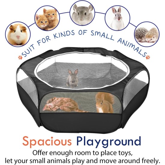 Pawaboo Small Animals Outdoor Enclosure, Waterproof Foldable Rabbit Outdoor Enclosure for Rabbits, Chickens, Kittens, Puppies, Rabbits, Hamsters, Visual Playpen with Mesh Zip and Nylon Base - Green Pawaboo Small Animals Outdoor Enclosure, Waterproof Foldable Rabbit Outdoor Enclosure for Rabbits, Chickens, Kittens, Puppies, Rabbits, Hamsters, Visual Playpen with Mesh Zip and Nylon Base - Green